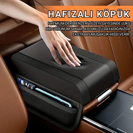 Coofbe Premıum Yumuşak 2 Yan Cüzdanlı Araç Kol Dayama Padi. Kol Dayama Yastığı Araç İçi Organizer Kol Dayama