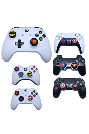 Desenli Sony Ps5/ps4/ps3 Analog Koruyucu Silikon Pad-kaptan Amerika