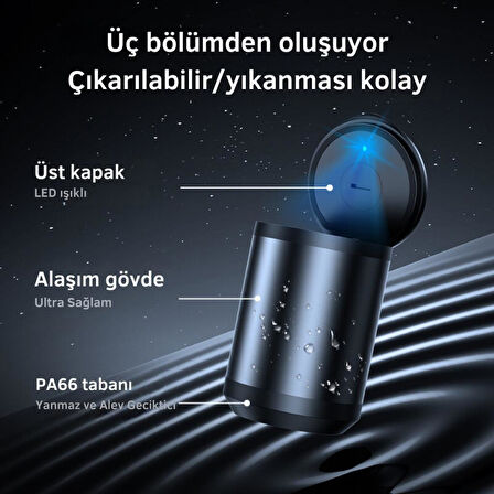 Coofbe Premium Car Ashtray Led Işıklı Alüminyum Taşınabilir Kapaklı Araba Küllük Kül Tablası Kokusuz