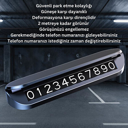 Coofbe Premıum Kapaklı Gizlenebilir Araç Park Telefon Numaratörü Geçici Park Telefon Numaratörü