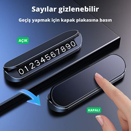 Coofbe Premıum Kapaklı Gizlenebilir Araç Park Telefon Numaratörü Geçici Park Telefon Numaratörü