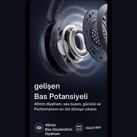 Baseus 40MM Pet Katlanabilir 3D Surround Bass Boost Vers.5.3 Kafaüstü Bluetooth Kulaklık 30db 600mah 