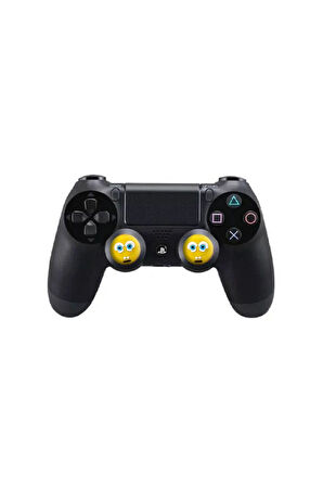 Sünger Bob  PS5/PS4/PS3/Xbox One/One X/One S/Series X/Series S 3D Analog silikon Koruyucu -4 Adet