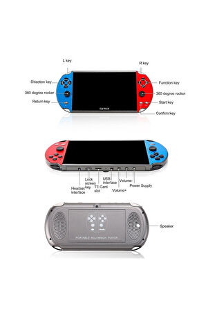 X12 PLUS 7'inç Uyumlu LCD HD Ekran TV Out 10000+ Oyunlu Arcade Retro Oyun Konsolu
