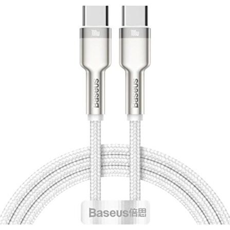 Baseus Cafule Series Metal TYPE-C TO TYPE-C 100W 1M Şarj Veri Kablosu BEYAZ