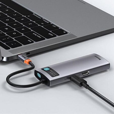 Baseus Metal Gleam Series 6in1 Type-C HUB Adaptör Çoklayıcı GRİ