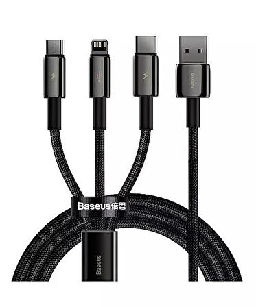 Baseus Tungsten Gold 3 in 1 USB to Type C, Lightning, Micro Şarj Data Kablosu