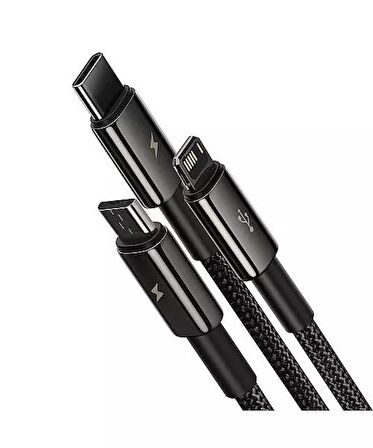 Baseus Tungsten Gold 3 in 1 USB to Type C, Lightning, Micro Şarj Data Kablosu