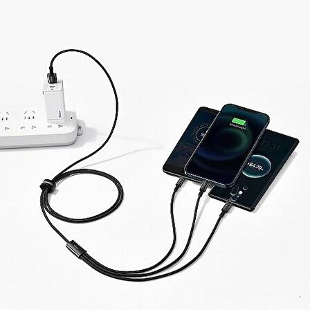 Baseus Tungsten Gold 3 in 1 USB to Type C, Lightning, Micro Şarj Data Kablosu