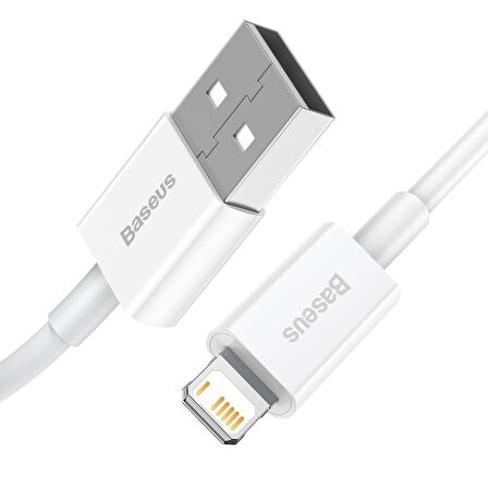 Baseus Superior Series USB to Lightning iPhone Hızlı Şarj Kablosu 1 metre 2.4A BEYAZ
