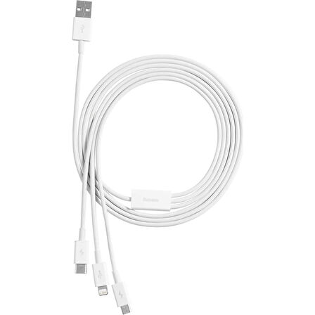 Baseus Superior 3in1 Hızlı Şarj Özellikli USB To M+L+C 3.5A Hızlı Şarj Kablosu iPhone 15 Uyumlu 0.5m.