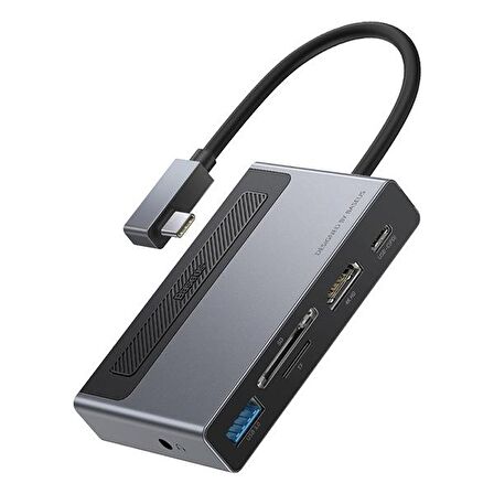 Baseus Magic Çok Fonksiyonlu Klipsli Type-C HUB 6in1 (USB3.0+SD+TF+HDMI+Type-C+3.5mm) Adaptör Çoklay GRİ