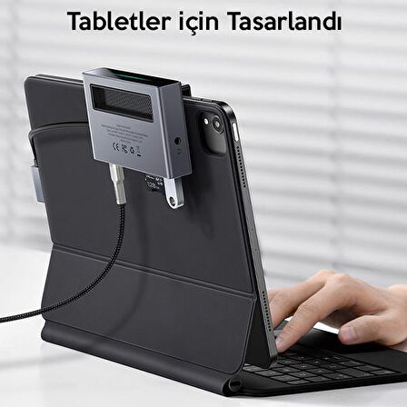 Baseus Magic Çok Fonksiyonlu Klipsli Type-C HUB 6in1 (USB3.0+SD+TF+HDMI+Type-C+3.5mm) Adaptör Çoklay GRİ