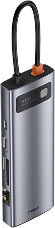 Baseus Metal Gleam 9in1 Multifonksiyonel Type-C Hub Dock Station