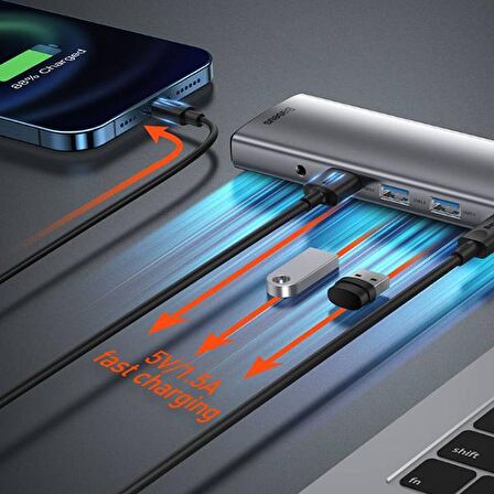Baseus Metal Gleam 11in1 Multifonksiyonel Type-C Hub Dock Station