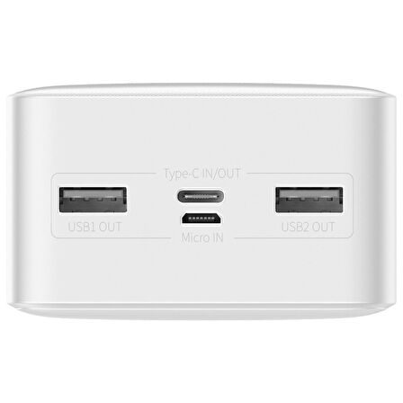 Baseus Bipo W 15 W 30000 mAh Hızlı Şarj Powerbank Beyaz 