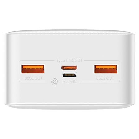 Baseus Bipo W 20 W 30000 mAh Hızlı Şarj Powerbank Beyaz 