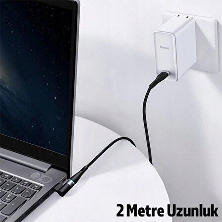 Baseus Zinc Manyetik Type-C to DC Square Portu Lenovo Laptop Şarj Kablosu 100W 2m