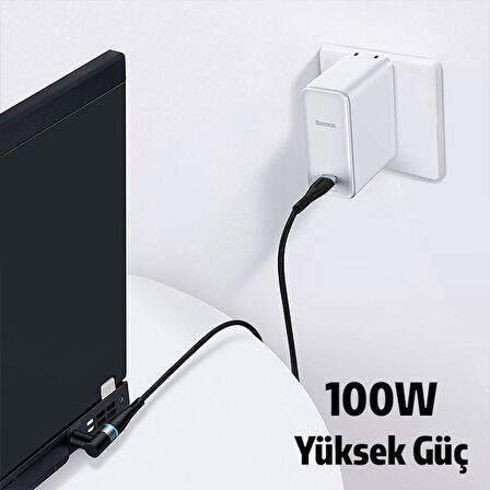 Baseus Zinc Manyetik Type-C to DC Round (7,9x5,5mm) Lenovo Laptop Şarj Kablosu 100W 2m