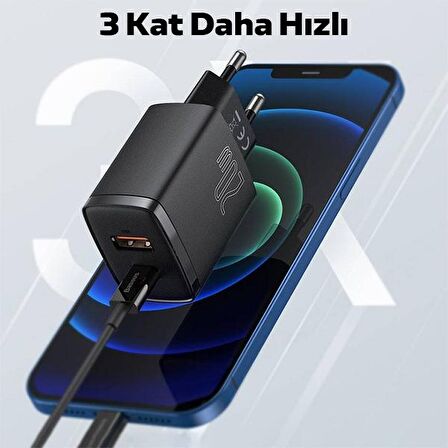 Baseus Super Type-C 20 Watt Hızlı Şarj Aleti Siyah