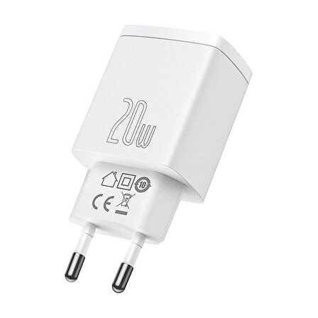 Baseus USB 20 Watt Hızlı Şarj Aleti Beyaz