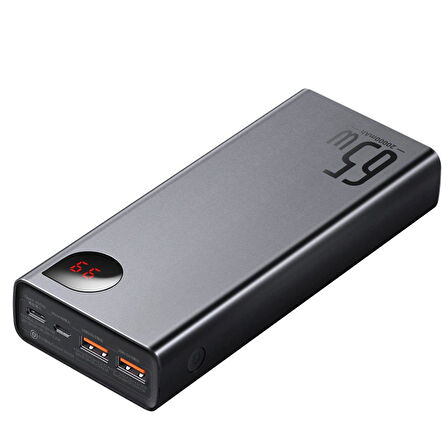 Baseus Adaman Metal Digital Display Quick Charge Power Bank 65W 20000mAh Black（UL) (Include：Baseus Xiaobai series fast charging Cable Type-C to Type-C 60W(20V/3A) 50cm Black）