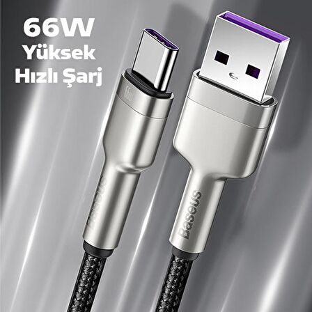 Baseus Cafule 66W Metal USB to Type-C Hızlı Şarj Kablosu 100cm
