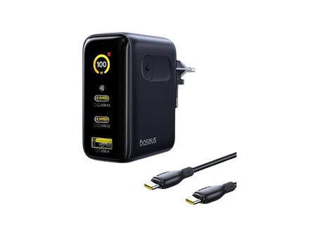 BASEUS PicoGo AE21 2C+U 100W EU Hızlı Şarj Adaptörü Siyah