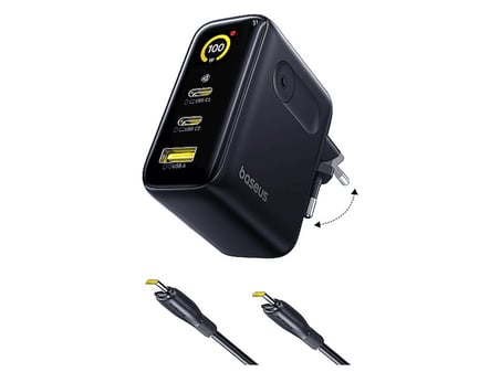 BASEUS PicoGo AE21 2C+U 100W EU Hızlı Şarj Adaptörü Siyah