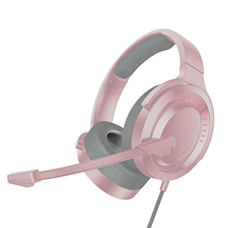 Baseus GAMO D05 Immersive Virtual 3D Işıklı pc Gaming Oyuncu Kulaklığı (Pembe)