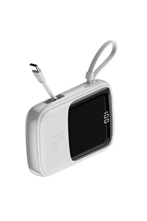 Baseus Qpow Lightning Kablolu Beyaz 10000 mAh Powerbank Teşhir