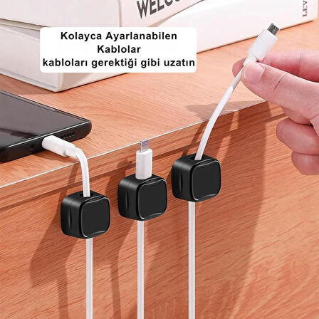 Coofbe 6 Adet Set Yapışkanlı Manyetik Kapaklı Kablo Düzenleyici Kablo Organizer Kablo Düzenleyici