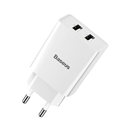 Baseus Speed Mini Dual 10.5 Watt Hızlı Şarj Aleti Beyaz