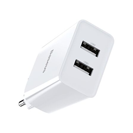 Baseus Speed Mini Dual 10.5 Watt Hızlı Şarj Aleti Beyaz