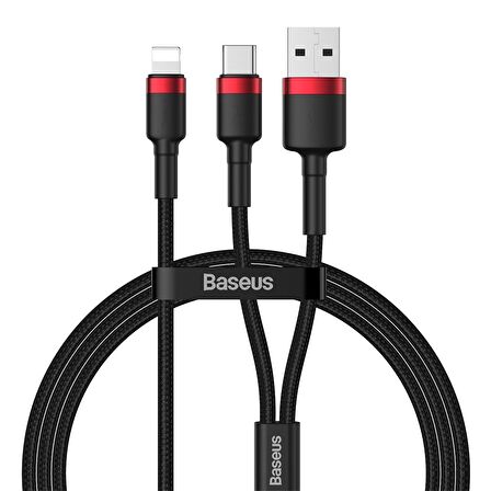 Baseus Cafule 2in1 1.2 Metre Type-C Lightning Kablo Kırmızı
