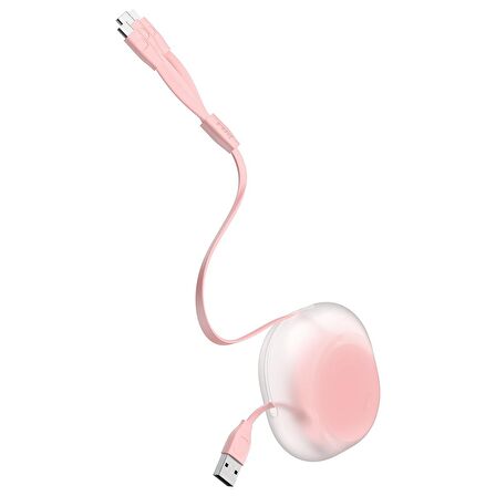 Baseus Lets Go Little 3in1 Makaralı 0.85 Metre Şarj Kablosu Pembe