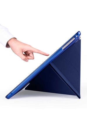 Fuchsia iPad 9.7" 2017 5. Nesil ile uyumlu Kılıf Kalem Bölmeli Tri Folding Katlanabilir Standlı