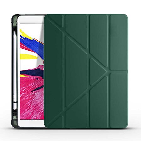 Apple iPad 10.2 (8.Nesil) Uyumlu Kalemlikli Premium Standlı Katlanabilir Uyku Modu Özellikli Tablet Kılıfı