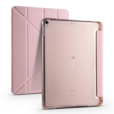 Apple iPad 10.2 (8.Nesil) Uyumlu Kalemlikli Premium Standlı Katlanabilir Uyku Modu Özellikli Tablet Kılıfı