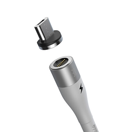 Baseus Zinc Magnetic 2.1A 100 cm Micro USB Kablo Beyaz