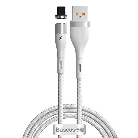 Baseus Zinc Magnetic 2.4A 100 cm Lightning Şarj Kablosu Beyaz