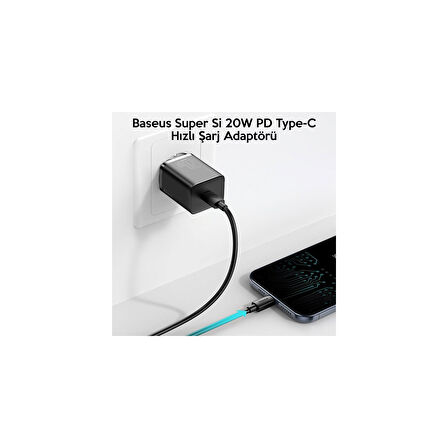 Baseus Super Si 20W Pd Type-C Girişli Akım Kontrollü Baseus Hızlı Şarj Adaptörü