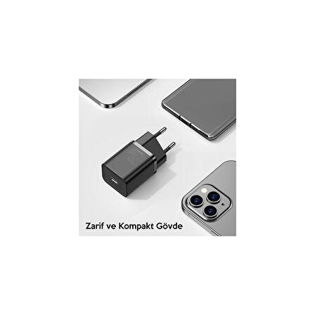 Baseus Super Si 20W Pd Type-C Girişli Akım Kontrollü Baseus Hızlı Şarj Adaptörü