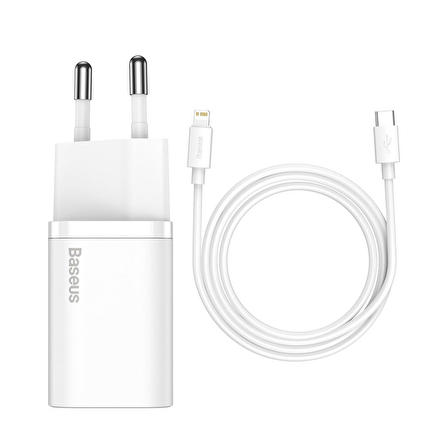 Baseus Super Si 1c Lightning - Type-C 20 Watt Hızlı Şarj Aleti Beyaz