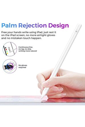 Apple iPad Pen Palm Rejection Teknolojisi Dokunmatik Kalem Active Stylus Özel Yazı / Çizim Kalemi