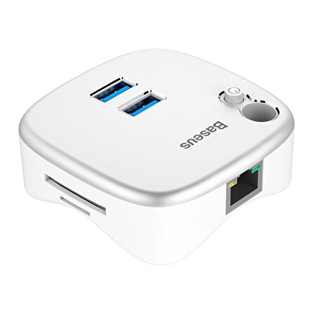 Baseus Çok Fonsiyonlu Notebook Adaptörü Hub Dual USB 3.0 RJ45 TF-SD GÜMÜŞ