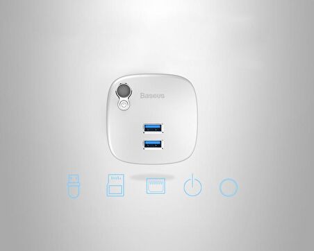 Baseus Çok Fonsiyonlu Notebook Adaptörü Hub Dual USB 3.0 RJ45 TF-SD GÜMÜŞ