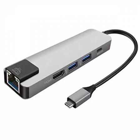 Polham USB 3.1 Type C To HDMI 2xusb 3.0 RJ45 Ethernet Dönüştürücü Adaptör İpad Macbook Dönüştürüc