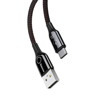 Baseus C-Light 3A 1 Metre Işıklı Type-C Kablo Siyah