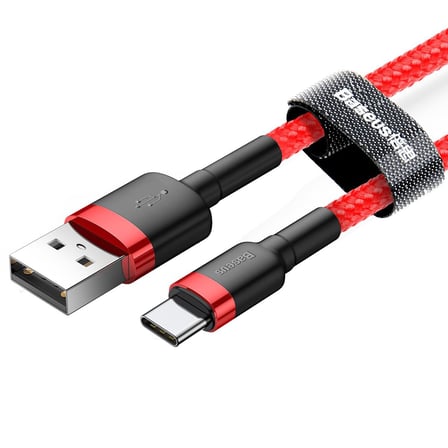 Cafule Serisi Type-C 2A Şarj ve Data Aktarım Kablosu 2 Metre Red Red